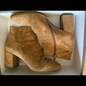 Metal bronze suede booties